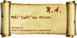 Mátyásy Arion névjegykártya